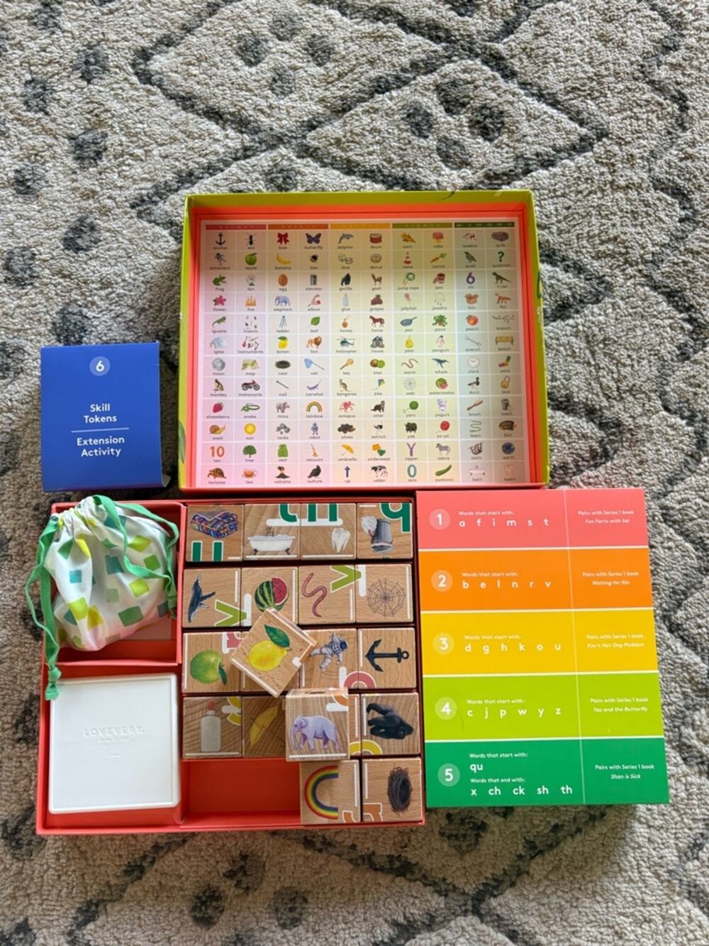 Lovevery wooden letter block reading set
